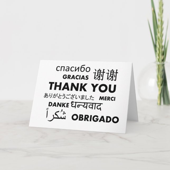 Tarjeta De Agradecimiento Muchas gracias de idioma (Anverso)