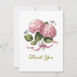 Tarjeta De Agradecimiento Muchas Gracias Hortensia Rosa Día de la Boda
