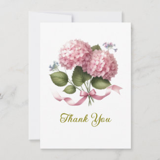 Tarjeta De Agradecimiento Muchas Gracias Hortensia Rosa Día de la Boda