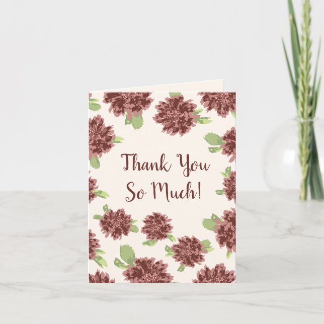 Tarjeta De Agradecimiento Muchas Gracias - Marco De Daisies Rojos. (Anverso)