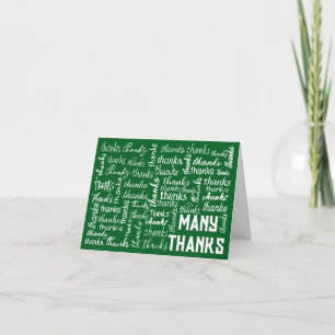 Tarjeta De Agradecimiento Muchas GRACIAS Nube de palabras en verde