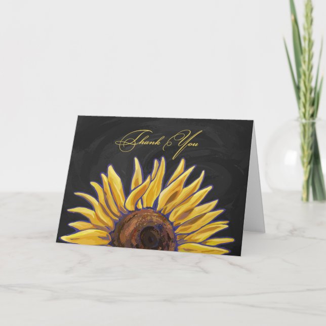 Tarjeta De Agradecimiento Muchas gracias por el arte del girasol (Anverso)
