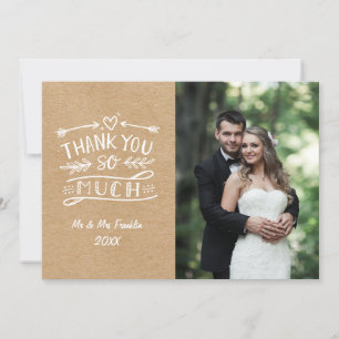 Tarjeta De Agradecimiento Muchas gracias por la boda boho de Kraft rústico