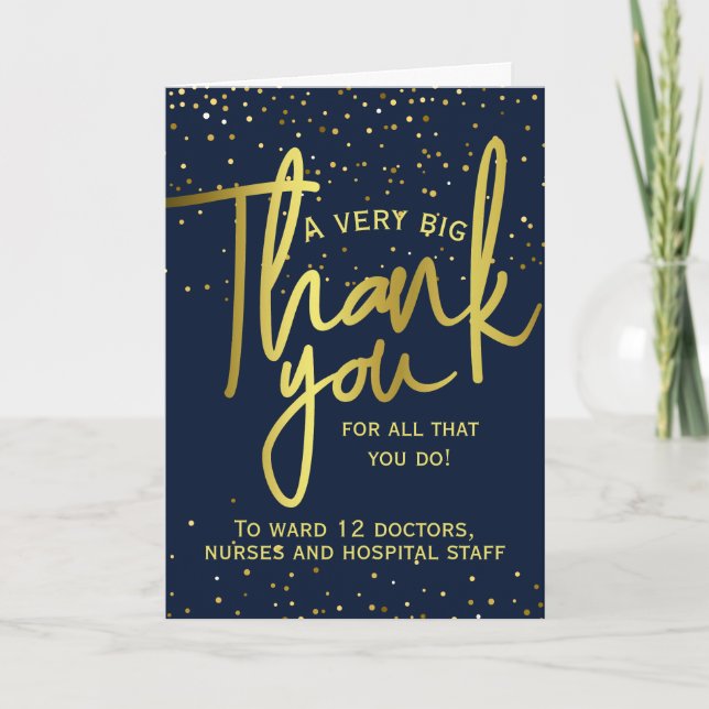 Tarjeta De Agradecimiento Muchas gracias por su aprecio Hospital Keyworker (Anverso)