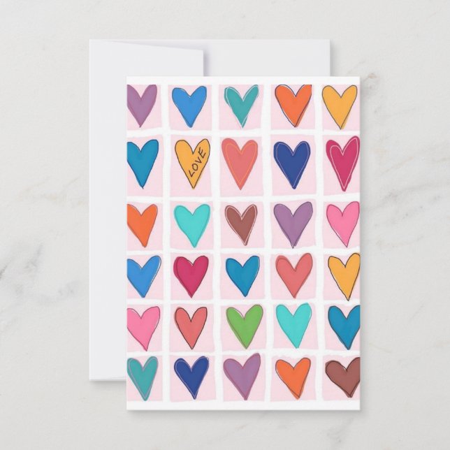 Tarjeta De Agradecimiento Muchos corazones (Anverso)