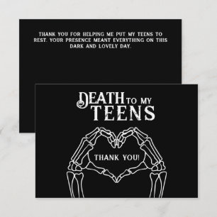 Tarjeta De Agradecimiento Muerte a mis adolescentes cumpleaños 20 gótico mod