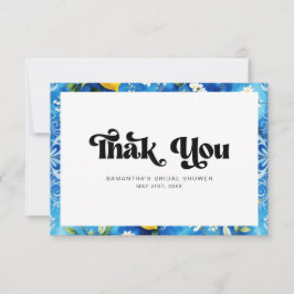 Tarjeta De Agradecimiento Muestras de boda de limón acuarela azul costero it