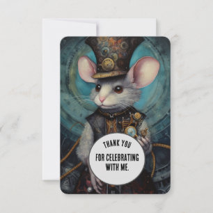 Tarjeta De Agradecimiento Muffin Gracias Steampunk animal Personalizado