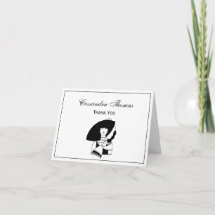 Tarjeta De Agradecimiento Mujer Art Deco con guantes y sombrero grande RL