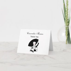 Tarjeta De Agradecimiento Mujer Art Deco con guantes y sombrero grande RL