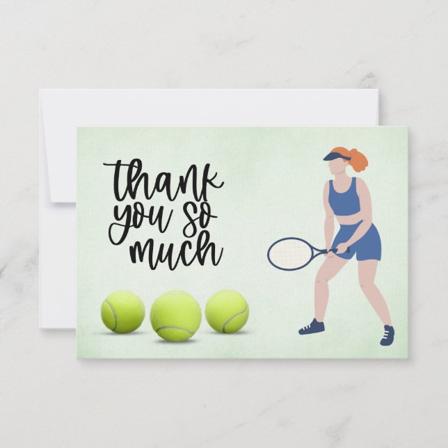 Tarjeta De Agradecimiento Mujer de tenis con pelota de tenis (Anverso)