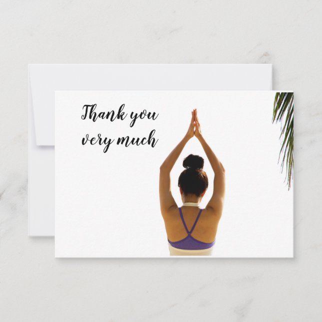 Tarjeta De Agradecimiento Mujer de yoga que posa yoga. (Anverso)