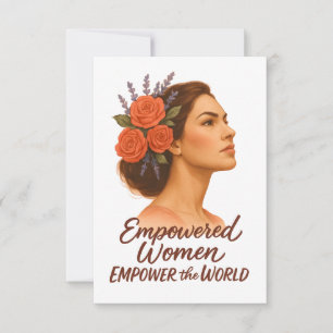 Tarjeta De Agradecimiento Mujer empoderada con flores