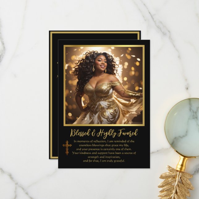 Tarjeta De Agradecimiento Mujer Étnica Bendita y Altamente Favorecida Espiri (Anverso/Reverso In Situ)