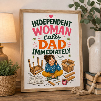 Tarjeta De Agradecimiento Mujer Independiente Llama a Papá Inmediatamente
