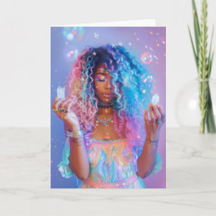 Tarjeta De Agradecimiento *~* Mujer mágica SC4 cristales esotéricos en blanc