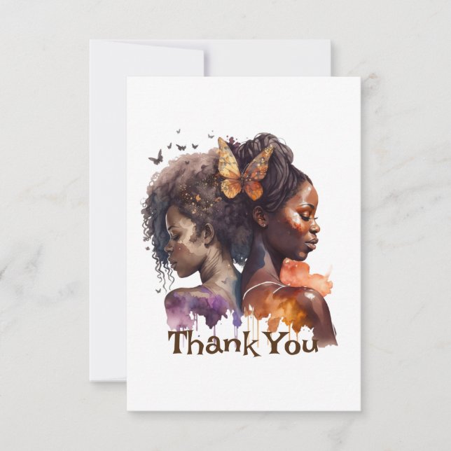 Tarjeta De Agradecimiento Mujer marrón (Anverso)