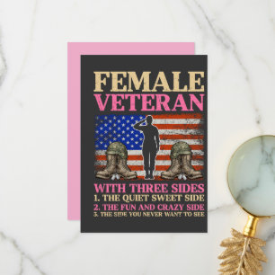 Tarjeta De Agradecimiento Mujer Veterana Militar Divertida Bandera Americana