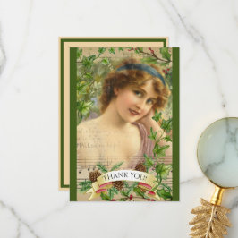Tarjeta De Agradecimiento Mujer victoriana en el jardín