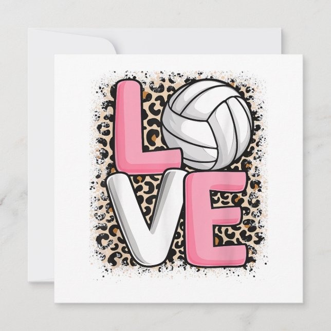 Tarjeta De Agradecimiento Mujeres Chicas de Volleyball Leopard de la impresi (Anverso)