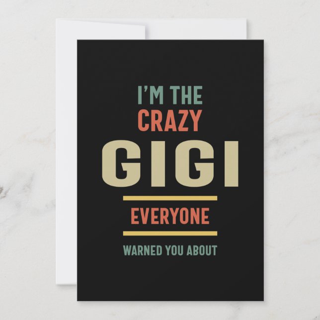 Tarjeta De Agradecimiento Mujeres Soy el loco Gigi Todos Regalo Abuela (Anverso)