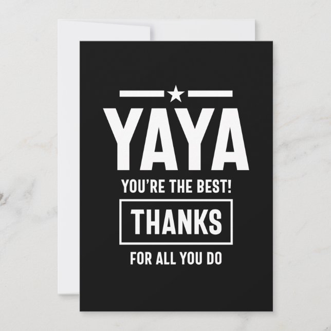 Tarjeta De Agradecimiento Mujeres Yaya, eres el mejor regalo de Yia-Yia (Anverso)