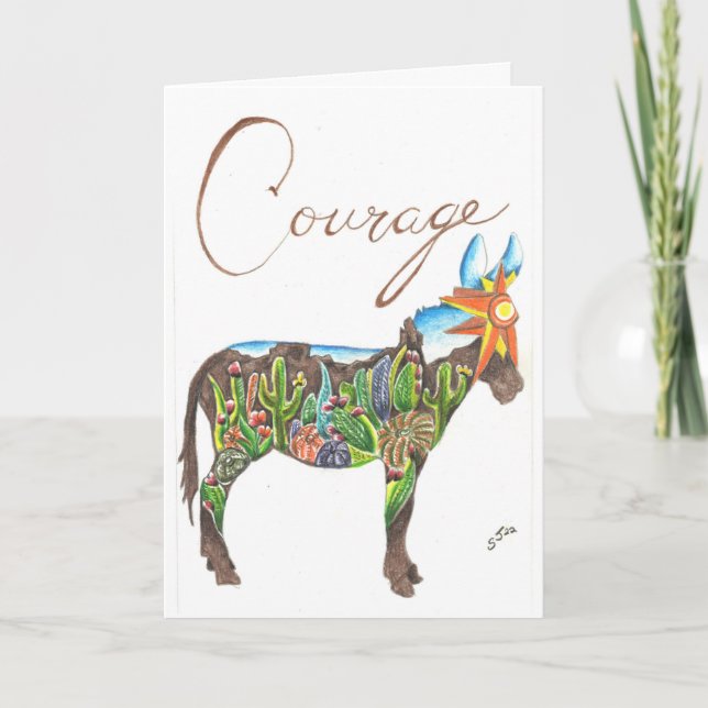 Tarjeta De Agradecimiento Mule del Cactus del Suroeste, por Sherry Jarvis ta (Anverso)