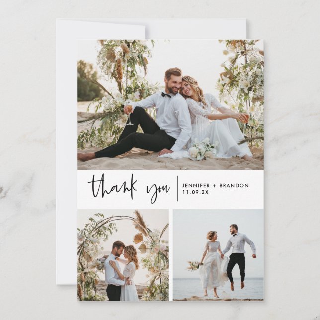 Tarjeta De Agradecimiento Multi Photo Modern (Anverso)