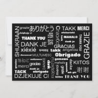 Tarjeta de agradecimiento multilingüe en blanco ne