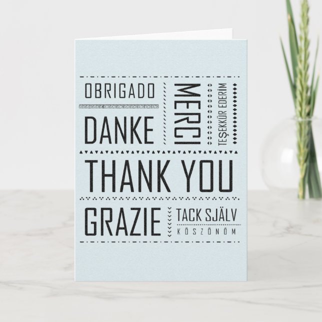 Tarjeta De Agradecimiento Multilingue gracias cardar (Anverso)