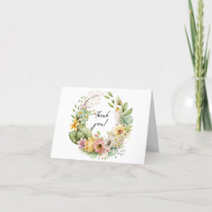 Tarjeta De Agradecimiento Múltiples acuarelas florales Wreath Gracias