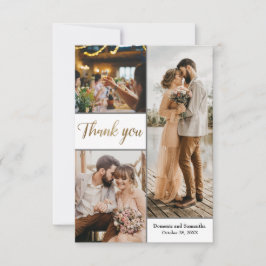 Tarjeta De Agradecimiento Múltiples fotos de la boda elegante gracias