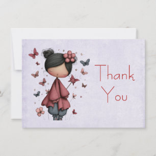 Tarjeta De Agradecimiento Muñeca de Hada Caprichosa Retro Adorable