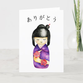 Tarjeta De Agradecimiento Muñeca kokeshi japonesa
