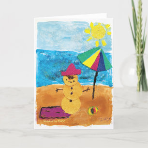 Tarjeta De Agradecimiento Muñeco de nieve de verano - Arte infantil para CHO