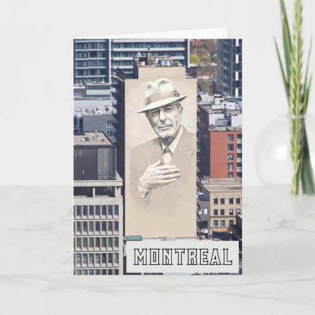 Tarjeta De Agradecimiento Mural de Leonard Cohen en Montreal Canadá (Anverso)