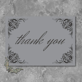 Tarjeta De Agradecimiento Murciélago victoriano hasta la muerte Boda negro y