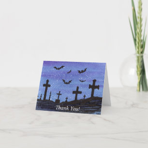 Tarjeta De Agradecimiento Murciélagos en el cementerio