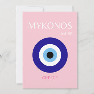 Tarjeta De Agradecimiento Museo de Mykonos, Mykonos, Rosa