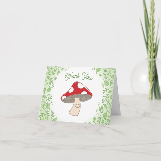 Tarjeta De Agradecimiento Mushroom Baby Shower Gracias (Anverso)