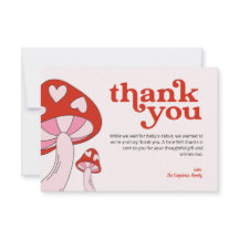 Mushroom Baby Shower Gracias | Rojo y Rosa