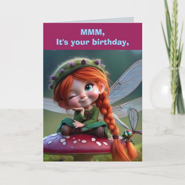 TARJETA DE AGRADECIMIENTO MUSHROOM FAIRY BIRTHDAY CARD (Anverso)