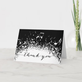 Tarjeta De Agradecimiento music thank you black and white explosion