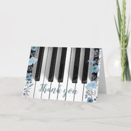 Tarjeta De Agradecimiento música piano azul floral gracias