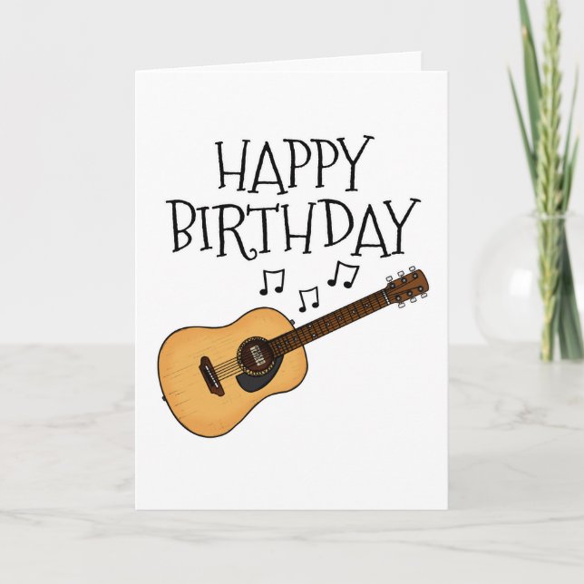 Tarjeta De Agradecimiento Músico de guitarra acústica de cumpleaños (Anverso)