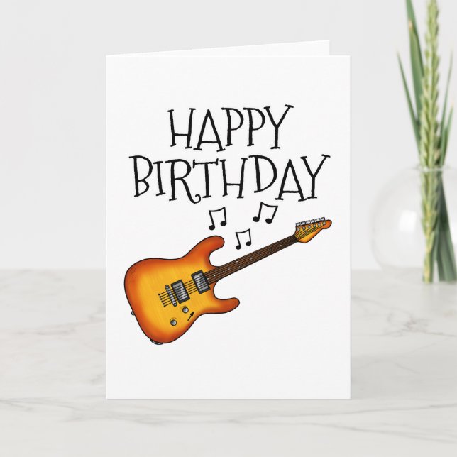 Tarjeta De Agradecimiento Músico de guitarra eléctrica para cumpleaños (Anverso)