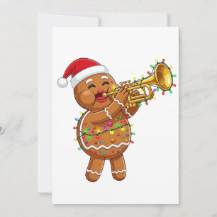 Tarjeta De Agradecimiento Músico Feliz de Pan de Jengibre Tocando Trompeta N