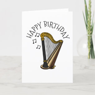 Tarjeta De Agradecimiento Músico Harp Birthday Card Harpist String