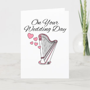 Tarjeta De Agradecimiento Músico Harp Boda Card Harpist String