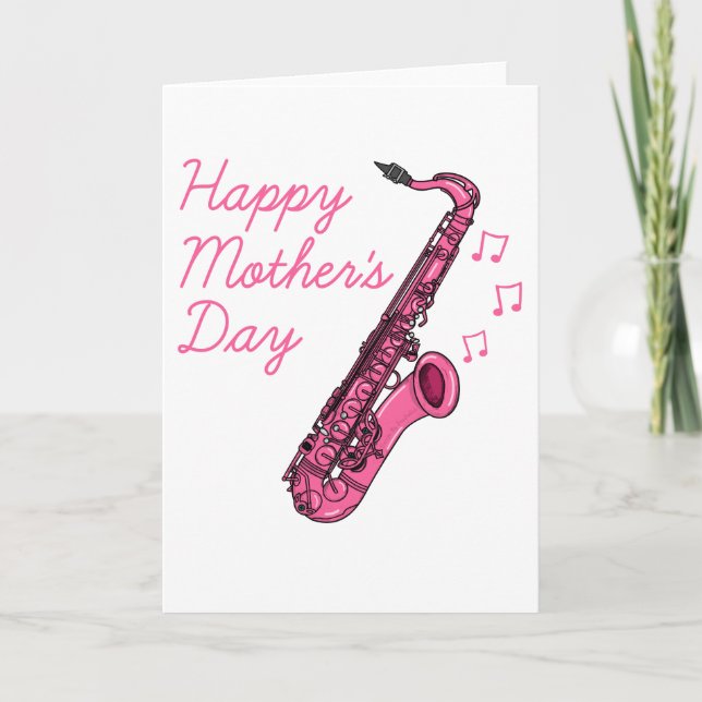 Tarjeta De Agradecimiento Músico saxofonista del Día de la Madre (Anverso)